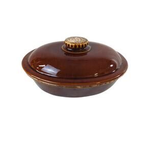 Vintage Hull Pottery Brown Drip Oval Covered Casserole with Lid 10" Oven Proof